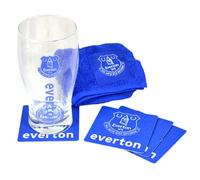 Official Wordmark Mini Football Bar Set (Pint Glass, Towel & Beer Mats) Everton FC Dark Blue One Size