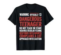 Officially 13 Dangerous Teenager Funny Birthday T-Shirt