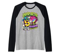 Officially 5 A Handful Kids Funny Number Character Birthday Raglan Baseball Tee