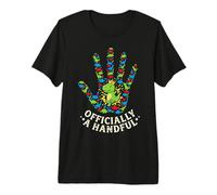 Officially A Handful Boys Cute Dinosaur Hand 5th Birthday Premium T-Shirt