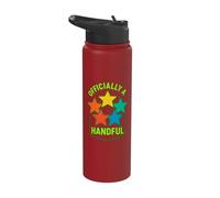 Officially A Handful Funny Parent Stars Stainless Steel Insulated Water Bottle