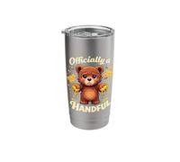 Officially A Handful Kids Cute Messy Honey Bear Birthday Stainless Steel Insulated Tumbler