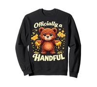 Officially A Handful Kids Cute Messy Honey Bear Birthday Sweatshirt