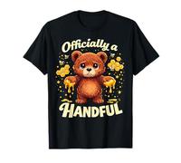 Officially A Handful Kids Cute Messy Honey Bear Birthday T-Shirt