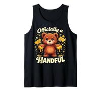 Officially A Handful Kids Cute Messy Honey Bear Birthday Tank Top