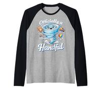 Officially a Handful Kids Funny Cute Toy Twister Birthday Raglan Baseball Tee