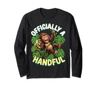 Officially a Handful Kids Funny Jungle Monkey Birthday Long Sleeve T-Shirt