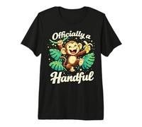 Officially a Handful Kids Funny Jungle Monkey Birthday Premium T-Shirt