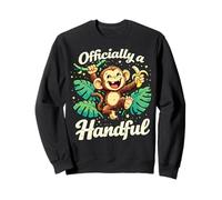 Officially a Handful Kids Funny Jungle Monkey Birthday Sweatshirt