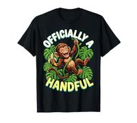 Officially a Handful Kids Funny Jungle Monkey Birthday T-Shirt