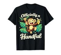 Officially a Handful Kids Funny Jungle Monkey Birthday T-Shirt
