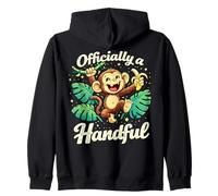 Officially a Handful Kids Funny Jungle Monkey Birthday Zip Hoodie