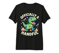 Officially a Handful Kids Toddlers Funny T-Rex Dino Birthday Premium T-Shirt