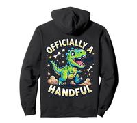 Officially a Handful Kids Toddlers Funny T-Rex Dino Birthday Pullover Hoodie