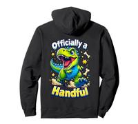 Officially a Handful Kids Toddlers Funny T-Rex Dino Birthday Pullover Hoodie