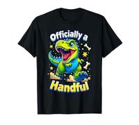 Officially a Handful Kids Toddlers Funny T-Rex Dino Birthday T-Shirt