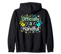 Officially a Handful Kids Toddlers Playful Handprints Stars Zip Hoodie