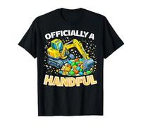 Officially a Handful Toddlers Kids Funny Excavator Birthday T-Shirt