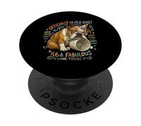 Officially an Old Dog Funny 56th Birthday Party Gift PopSockets Adhesive PopGrip
