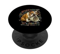 Officially an Old Dog Humorous 57th Birthday Party Gift PopSockets Adhesive PopGrip