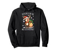 Officially In The Nice List By Default Xmas Reindeer Pullover Hoodie