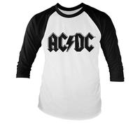 Officially Licensed AC/DC - Black Logo Retro Baseball Long Sleeve T-Shirt