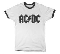 Officially Licensed AC/DC - Black Logo Retro Ringer Mens T-Shirt