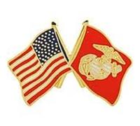 Officially Licensed American Flag and Flag of the United States Marine Corps Crossed Flags Lapel Pin Small (No Banner), Red, S