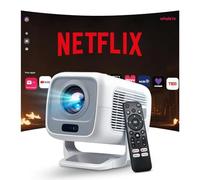 [Officially-Licensed APP/Auto Focus] Smart Projector Native 1080P Android 13 OS, Built-in Apps 4K Support Portable Auto Keystone Projector with Netflix YouTube Light Gray