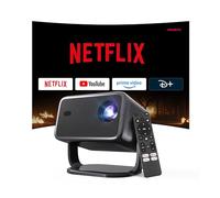 [Officially-Licensed APP & Native 1080P] Smart Projector with 4K Support, Compatible with Netflix, Mini Projector with WiFi and Bluetooth, Auto Focus & Keystone 360° Rotatable Home Theater X6Pro Black