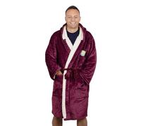 Officially Licensed Aston Villa FC Sherpa Dressing Gown - Claret Robe with Soft Lining & Club Crest - Adults Medium