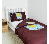 Officially Licensed Aston Villa FC Single Bedding Set - Reversible and Includes Pillowcase - Perfect for Kids - For Villans