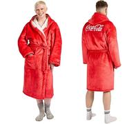 Officially Licensed Coca-Cola Sherpa Dressing Gown - Retro Red Coke Robe with Soft Lining (Unisex)- Adults Large