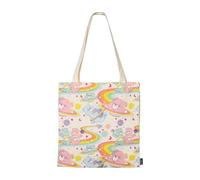 Officially Licensed Cotton Tote Bag, Character Print, Long Handles, Multicolor