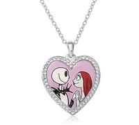 Officially Licensed Disney Nightmare Before Christmas Jack & Sally; Now and Forever Heart Pendant Necklace, 18"
