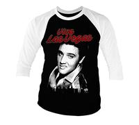 Officially Licensed Elvis - Viva Las Vegas Baseball 3/4 Sleeve T-Shirt (Black-White), Small