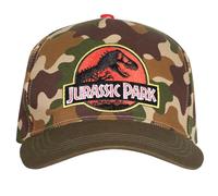 Officially Licensed Jurassic Park Snapback Cap - Classic Logo on Camo Hat - Adult Adjustable Flat Brim Cap - Universal Studios Merchandise