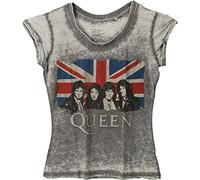 Officially Licensed Ladies Queen Vintage Union Jack Burnout T-Shirt