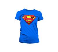 Officially Licensed Merchandise Superman Shield Girly T-Shirt (Blue), Small