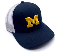 Officially Licensed Michigan University Blue Mesh Trucker Hat Adjustable Classic Team Logo Cap, Blue/White, One Size