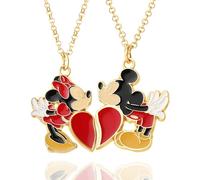 Officially Licensed Minnie Mickey Mouse Couples Necklace, 16"+3", Fashion Jewelry, Disney Couples Necklaces for Him and Her, Zinc, Not a Gemstone