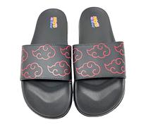Officially Licensed Naruto Shippuden Adult Sandals - Red Cloud Logo, Black, 11-12