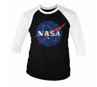 Officially Licensed NASA Washed Insignia Baseball 3/4 Sleeve T-Shirt S-XXL Sizes