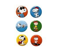 Officially Licensed Peanuts Snoopy Button Pin Badge Set of 6