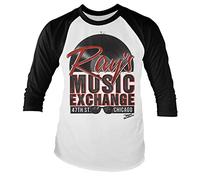 Officially Licensed Ray's Music Exchange - Baseball Long Sleeve T-Shirt (White/Black), Large