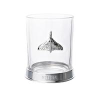 Officially Licensed Royal Air Force RAF Metal Whiskey Tumbler Glass - Vulcan Jet - Engraved Base With Badge Drinking Glass - Lifestyle Accessory for Men, History & Aviation Fans. 330ml / 11.5oz.