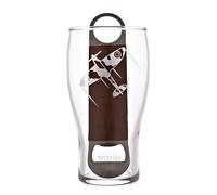 Officially Licensed Royal Air Force RAF Pint Glass & Bottle Opener Set - Spitfire - Etched Graphic Drinking Beer Glass Home Bar, Kitchen & Dining for Men, History & Aviation - 480ml / 16oz.