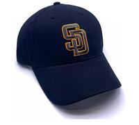 Officially Licensed San Diego Baseball MVP Black Hat Adjustable Embroidered Classic Team Logo Structured Cap, Multi, One Size