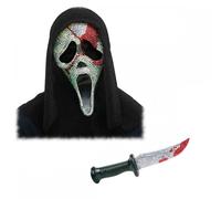 Officially Licensed Scream Ghost Face Mask + Knife Options : Adults Men Women Halloween Film Horror Fancy Dress Costume Accessory Set (Bloody Bling Mask & Knife)