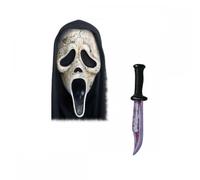 Officially Licensed Scream Ghost Face Mask + Knife Options : Adults Men Women Halloween Film Horror Fancy Dress Costume Accessory Set (Aged Mask & Bloody Blade)